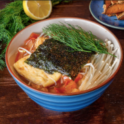 Vegan Fish Noodle Soup with Dill